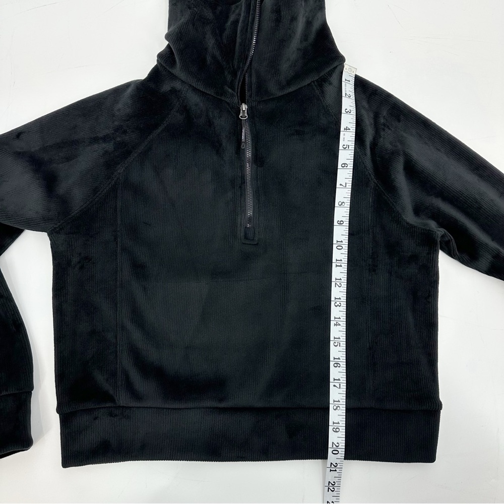 Kyodan Black Ribbed Velour Quarter Zip Cropped Pullover P/S - Picture 7 of 10